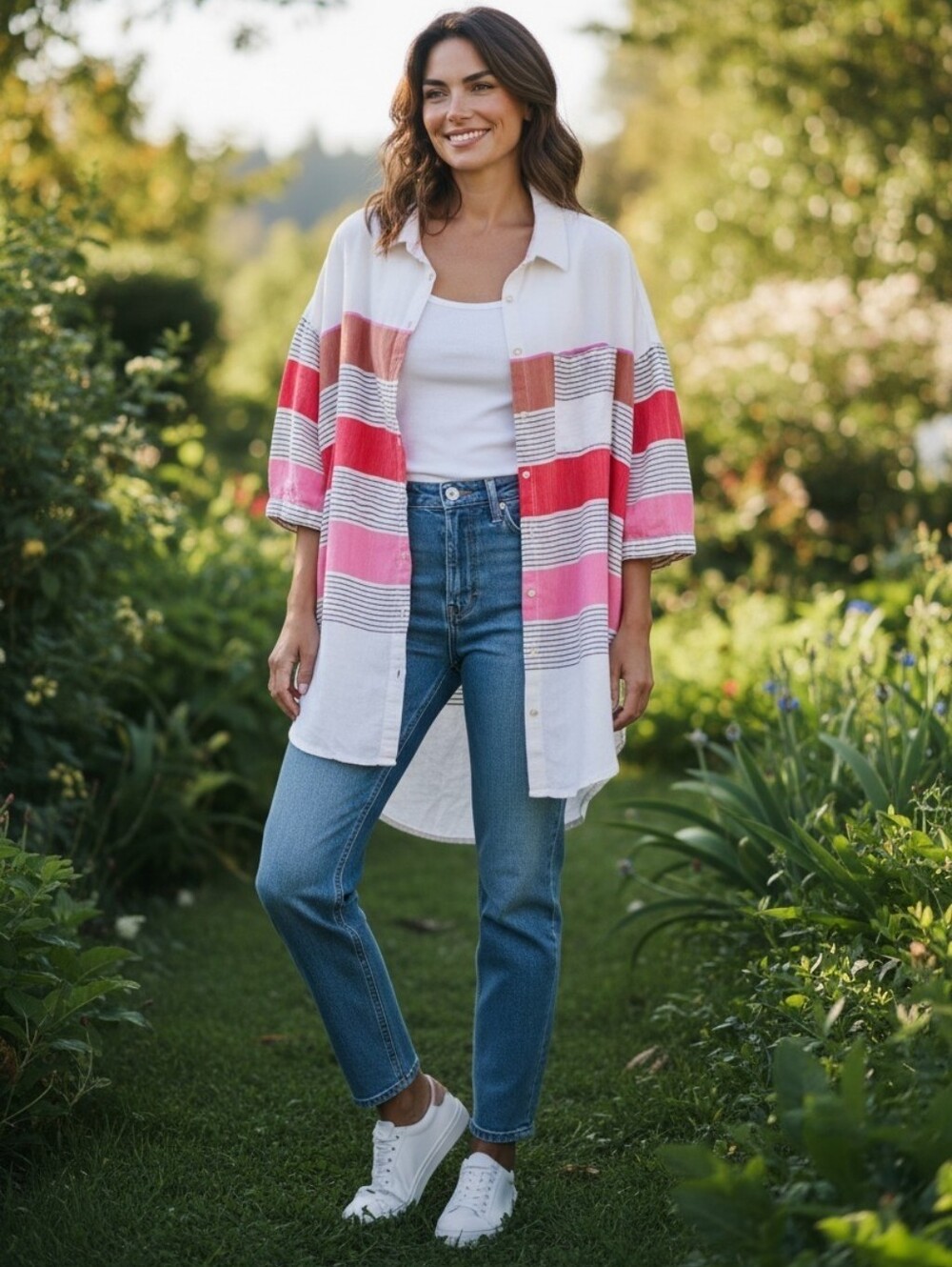 HOLDING HORSES Anthropologie Monroe Colorblock Striped Button-Down Shirt Size M - Picture 9 of 9